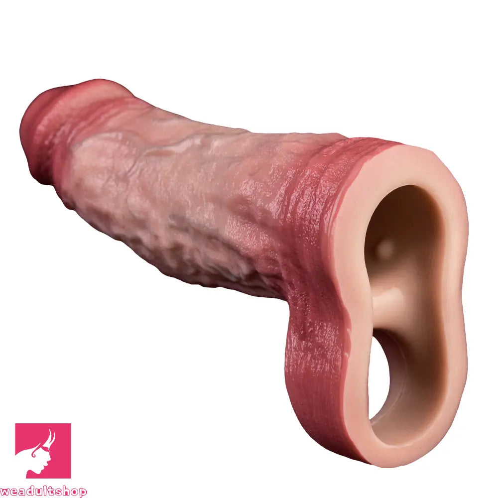 6.57in Vibrating Real Remote Silicone Hollow Dildo Cock Sleeve Extender