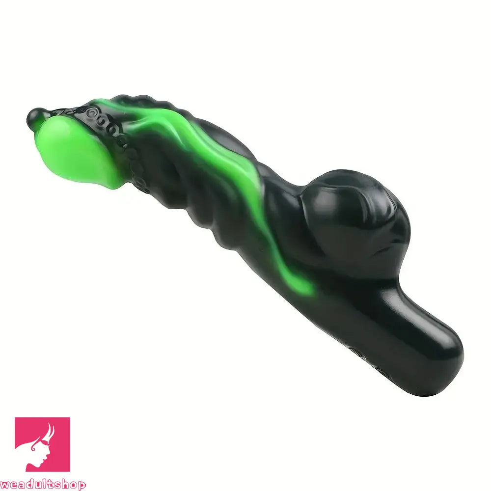 8.11in Weird Penis Three Colors Soft Silicone Postpartum Handle Dildo