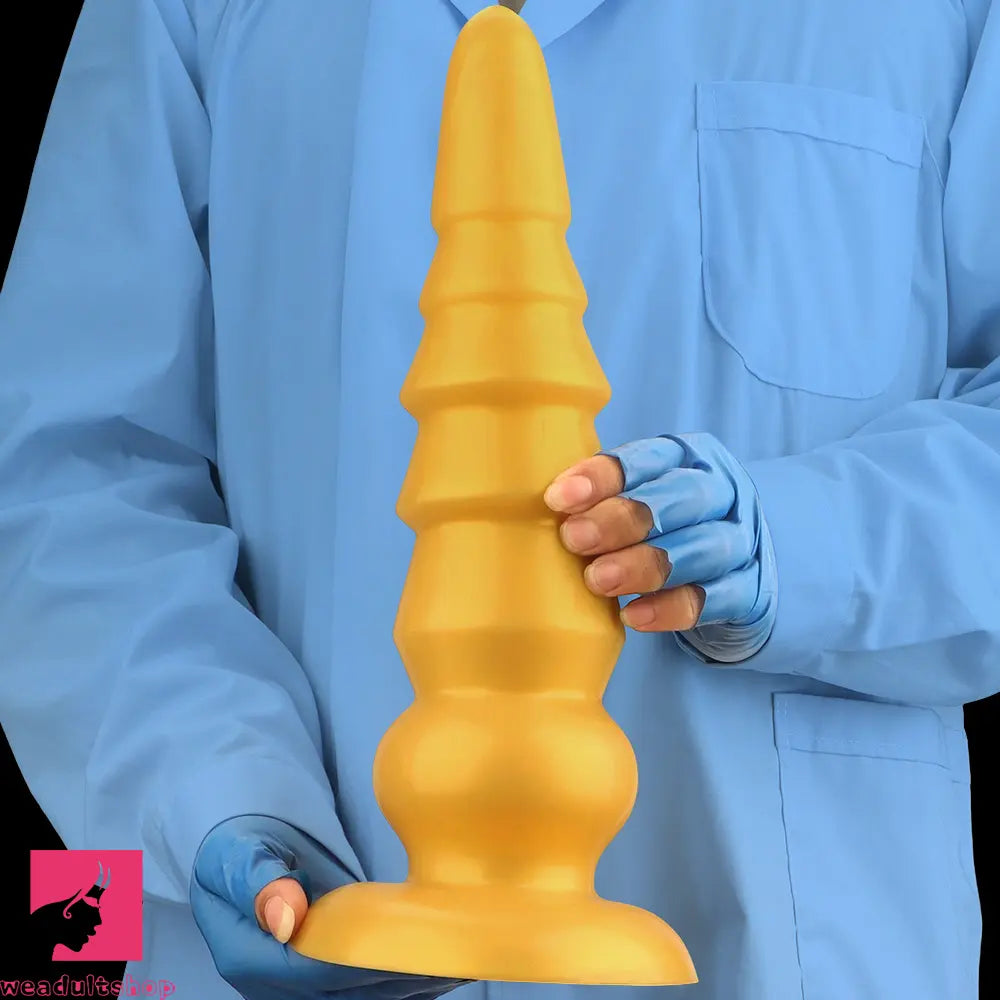 7.87in 11.41in 14.17in Golden Silicone Soft Anal Plug Dildo For Women Toy