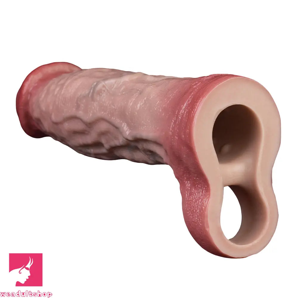 9.06in Vibrating Lifelike Remote Silicone Hollow Dildo Sleeve Extender