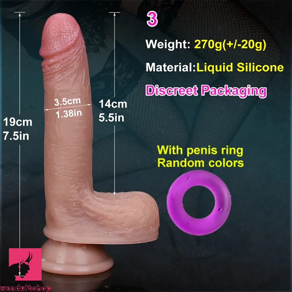 7.5in 8.46in 9.84in Lifelike Double Layer Silicone Dildo Anal Prostate Toy