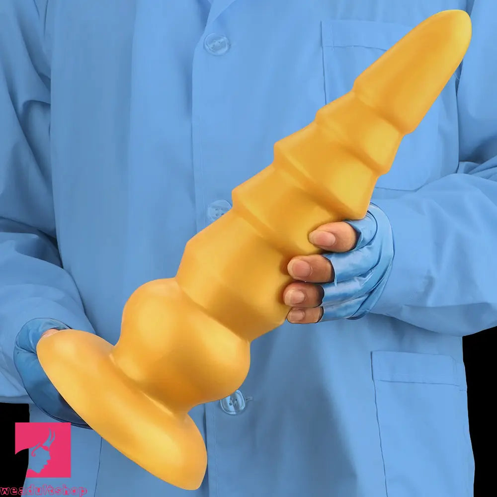 7.87in 11.41in 14.17in Golden Silicone Soft Anal Plug Dildo For Women Toy