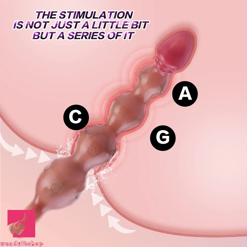 10.8in Big Vibrating Silicone Soft Pulling Beads Odd Dildo With 3 Motors