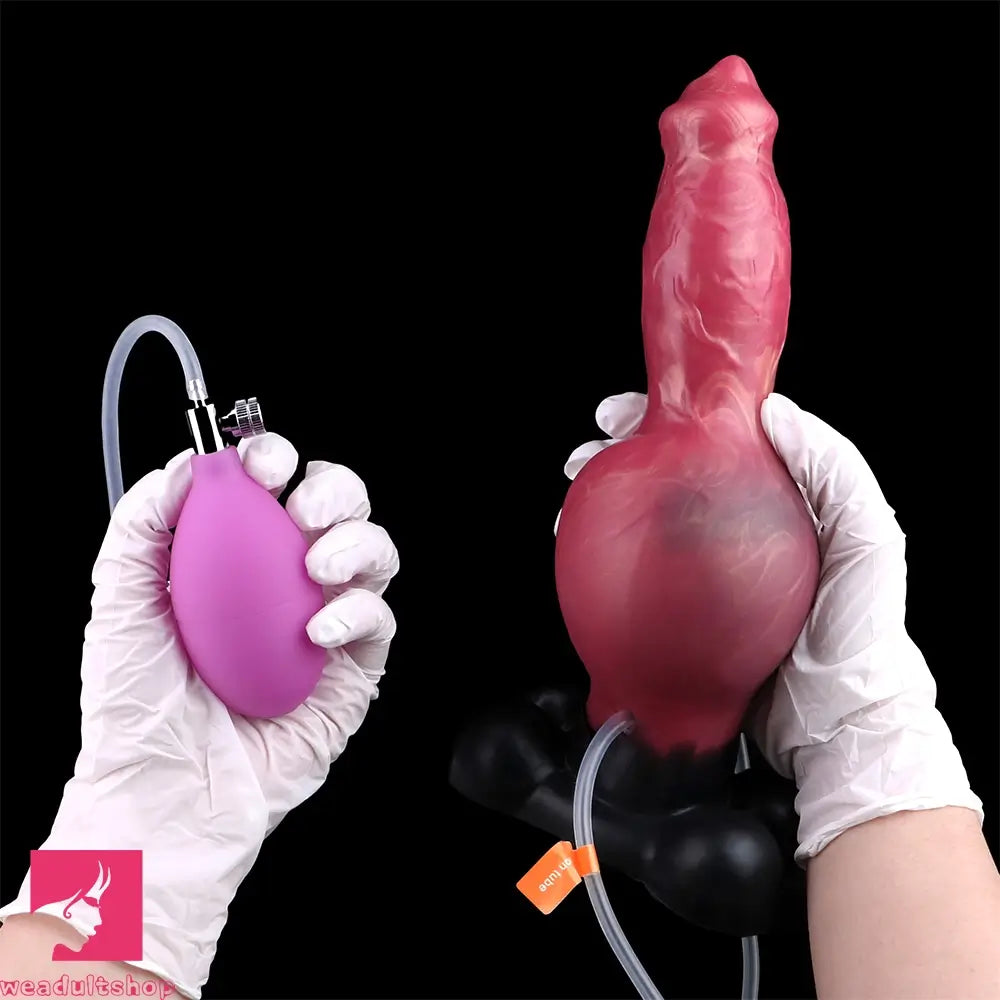 7.24in 9.21in Ejaculating Inflatable Dog Knot Silicone Soft Penis Odd Dildo