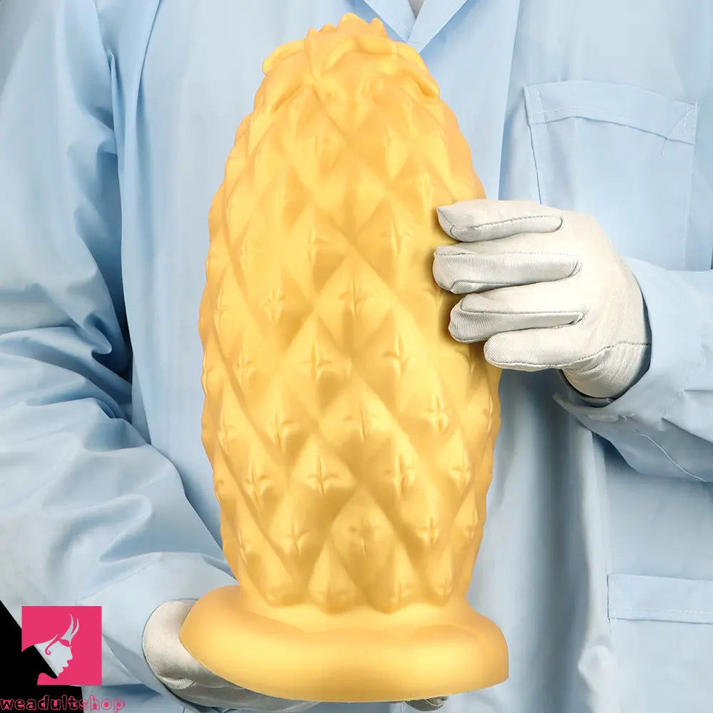 8.26in 10.03in 11.81in Gold Silicone Pineapple Giant Cock Anal Plug Dildo