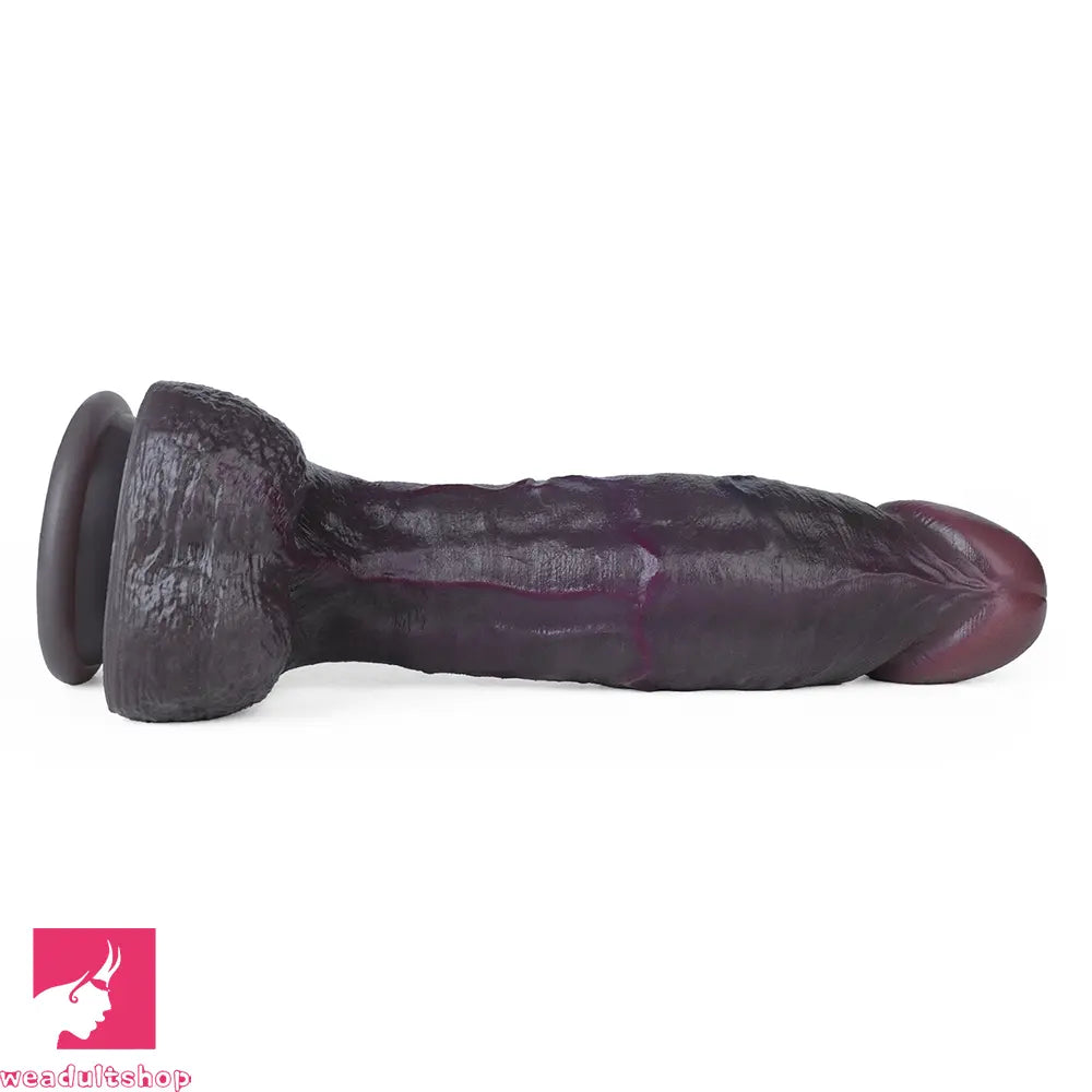 8.03in Dual Density Silicone Soft Real Dildo Lifelike Glans Veins & Testicles
