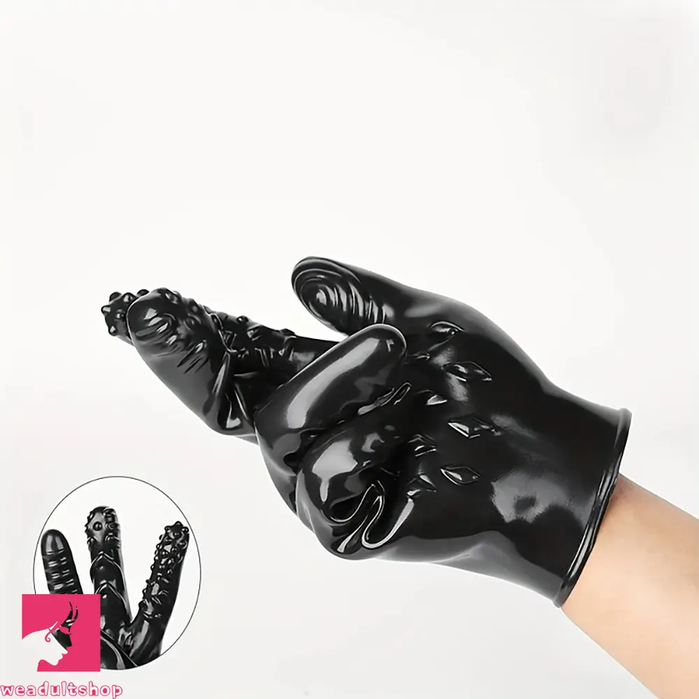 8.3in Finger Spiked Dildo Glove For Manual Massage Stimulating Clit Toy
