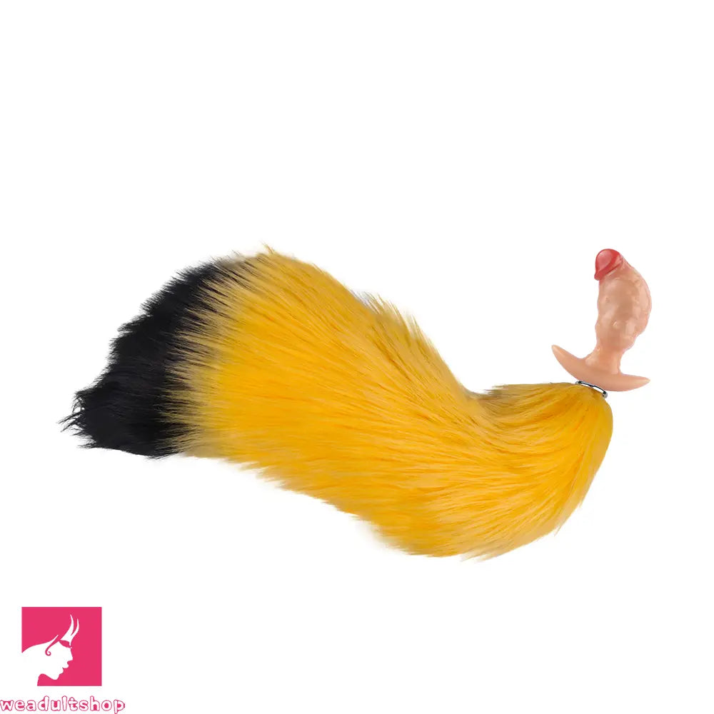4.1in Fox Tail Wear Anchor Silicone Dildo Butt Plug For BDSM Role Sex Toy
