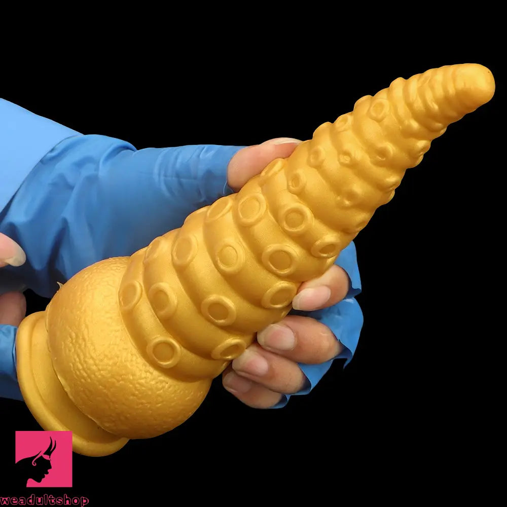 6.1in 6.88in 8.26in 8.66in Gold Silicone Multi-size Octopus Thick Sex Dildo