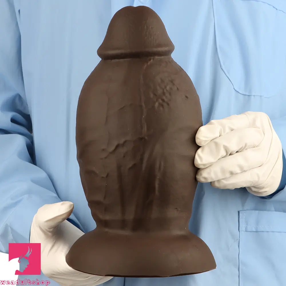5.9in 8.66in 10.03in Coffee Eggless Large Anal Plug Penis Silicone Anal Dildo