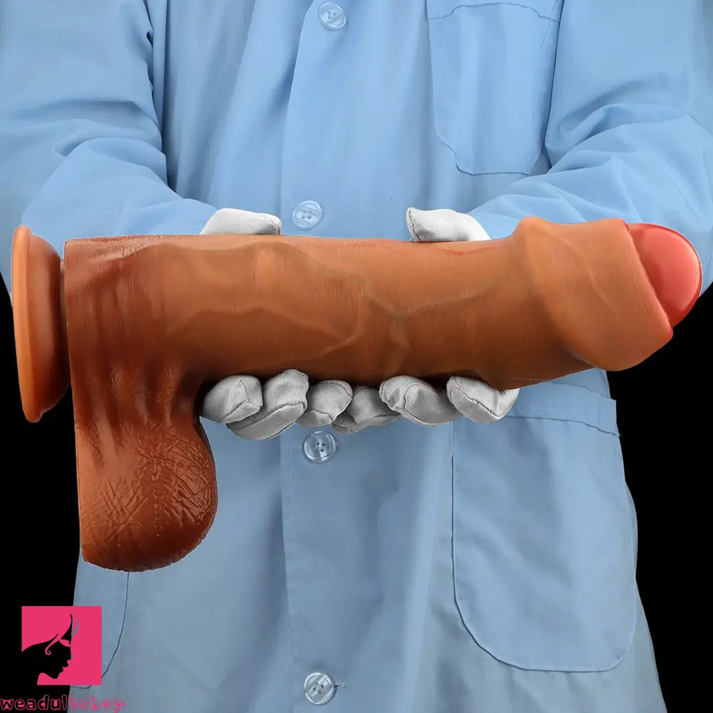 9.44in 11.02in 12.59in Liquid Silicone Foreskin Uncut Soft Real Dildo