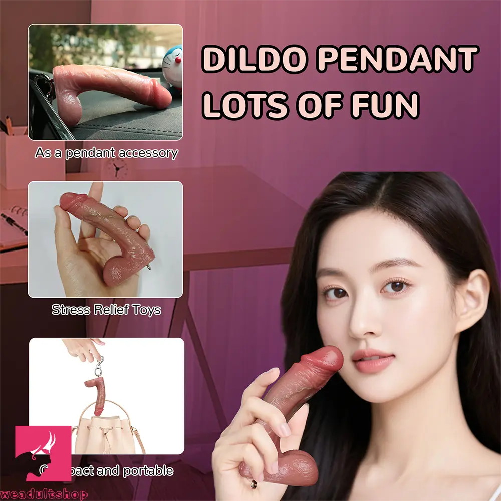 4.13in Silicone Small Soft Lifelike Dildo Key Chain Vaginal Hands-Free