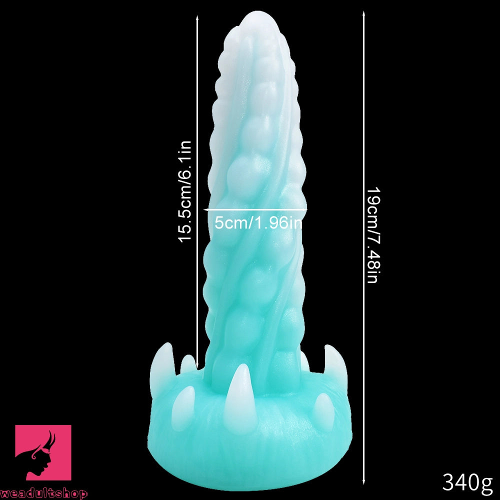 7.48in Luminous Fantasy Silicone Soft Penis Dildo With Spiked Penis Texture