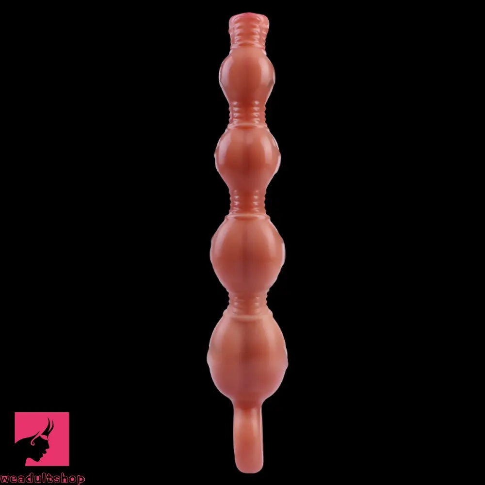 10.5in Big Vibrating Silicone Soft Pulling Beads G Spot Dildo With 3 Motors