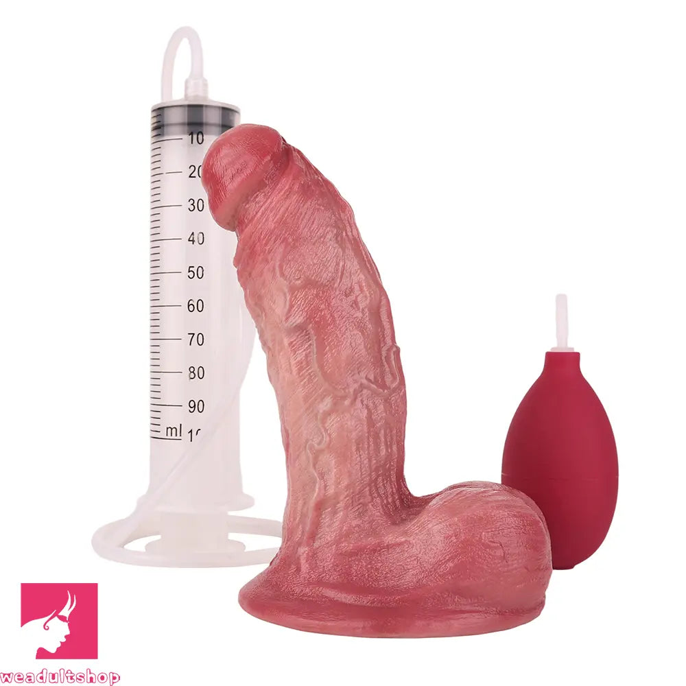6.26in Dual Density Silicone Ejaculating Dildo For Couple Foreplay Cock
