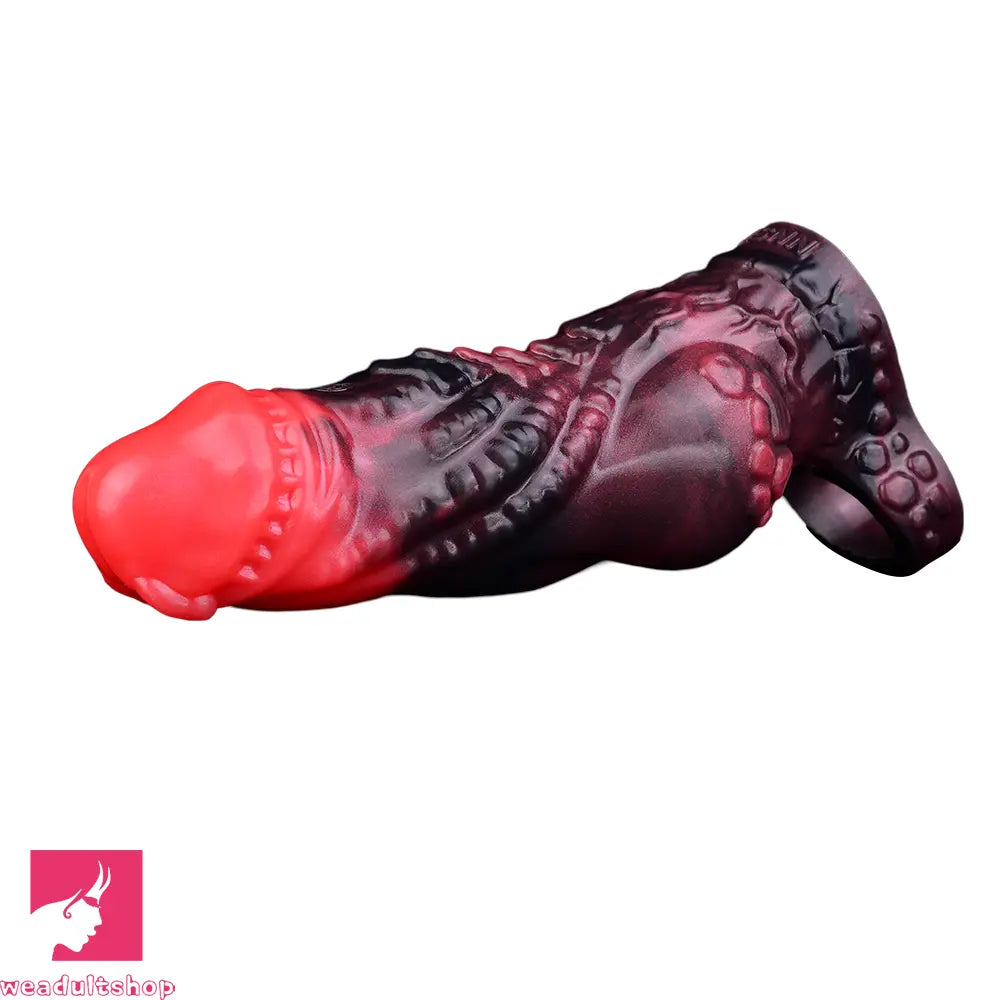 5.98in Silicone Dog Cock Hollow Sleeve Knot Dildo With Cock Ring For Clit
