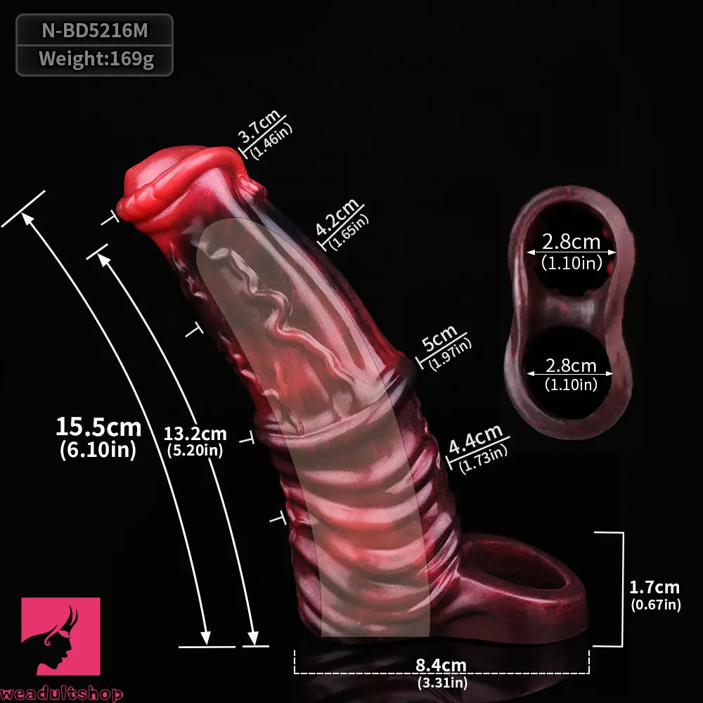 6.1in 6.89in 7.95in Horse Animal Penis Soft Dildo Sleeve Penis Extender