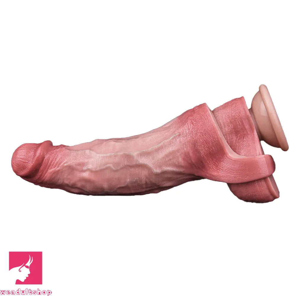 7.68in Vibrating Real Automatic Silicone Hollow Dildo Sleeve Penis Extender