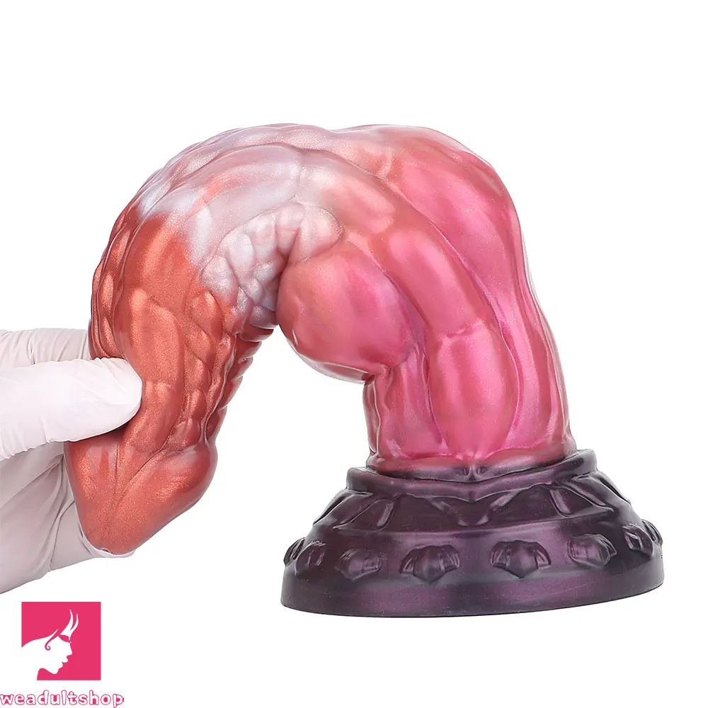 9.76in Knotted Monster Animal Double Layer Silicone Dildo Female Toy