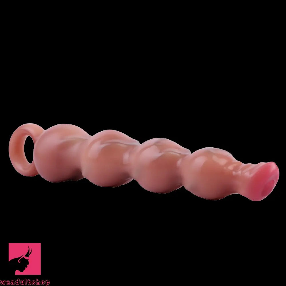 10.2in Big Vibrating Silicone Soft Pulling Beads Horse Dildo With 3 Motors
