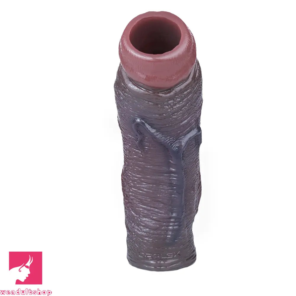 6.89in Platinum Silicone Real Feeling Dildo Sleeve Stretchy Penis Sleeve Ring