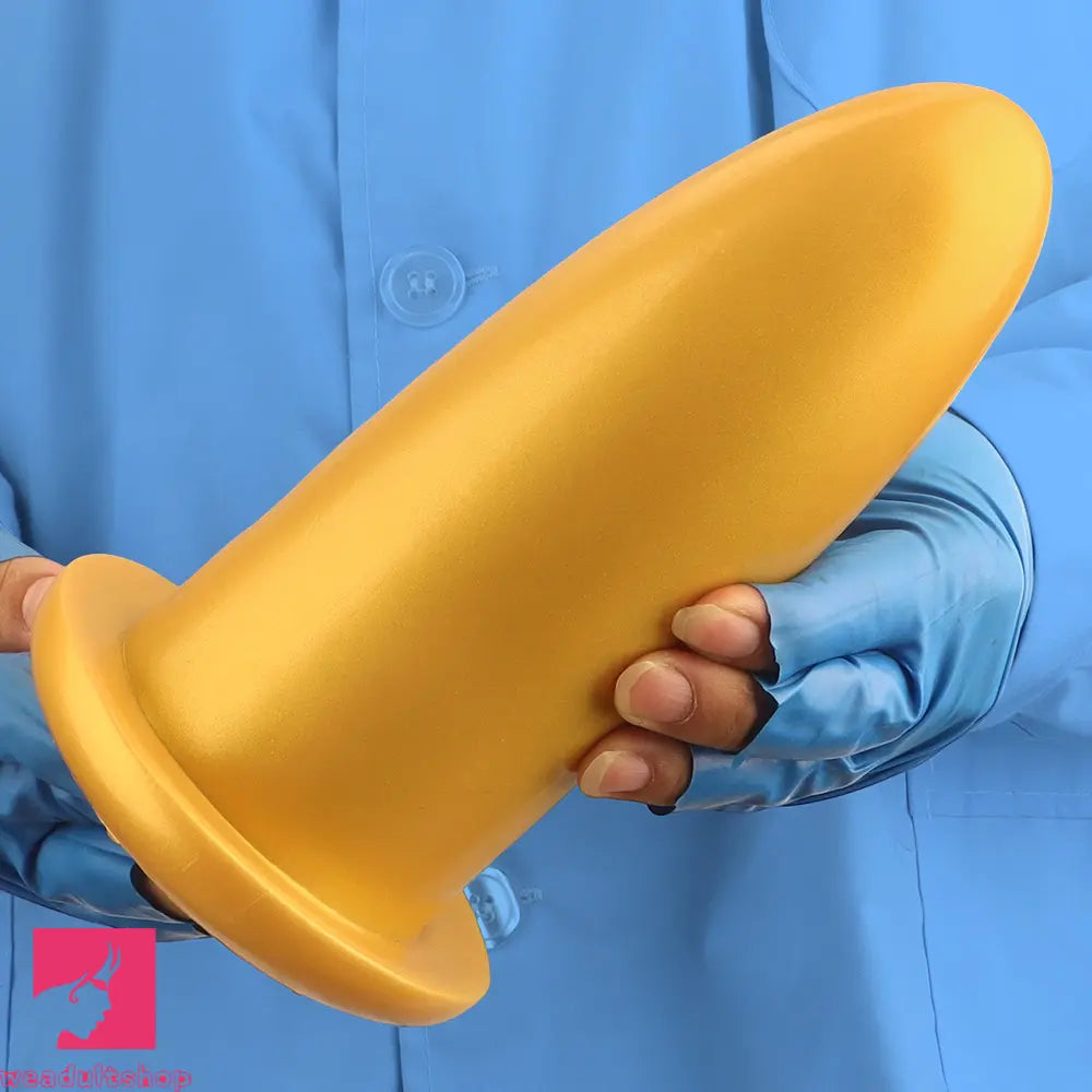 4.72in 5.7in 7.08in 8.26in Gold Silicone Soft Thick Missile Design Dildo Toy