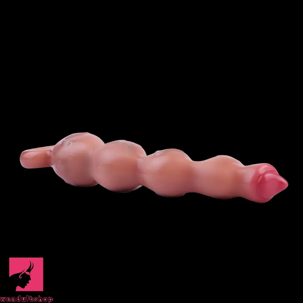 9.8in Big Vibrating Silicone Soft Pulling Beads Cock Dildo With 3 Motors