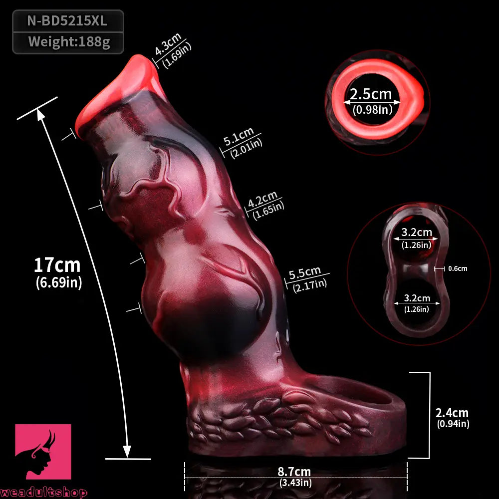 5.04in 5.91in 6.69in Knot Fantasy Odd Soft Dildo Sleeve Penis Extender