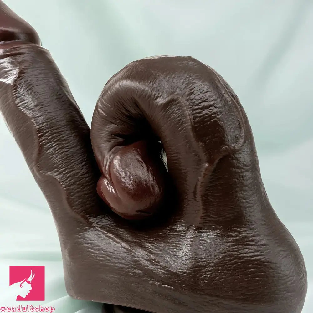 9.84in Realistic Double-Ended Liquid Silicone Flexible Ebony Large Soft Dildo