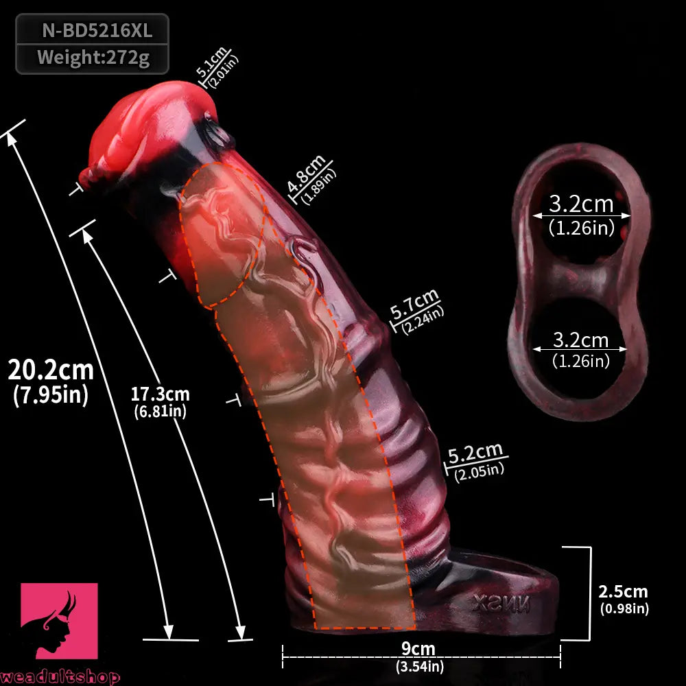 6.1in 6.89in 7.95in Horse Animal Penis Soft Dildo Sleeve Penis Extender