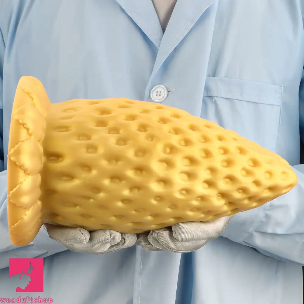 5.9in 8.07in 9.84in Gold Silicone Thick Strawberry Penis Anal Plug Dildo