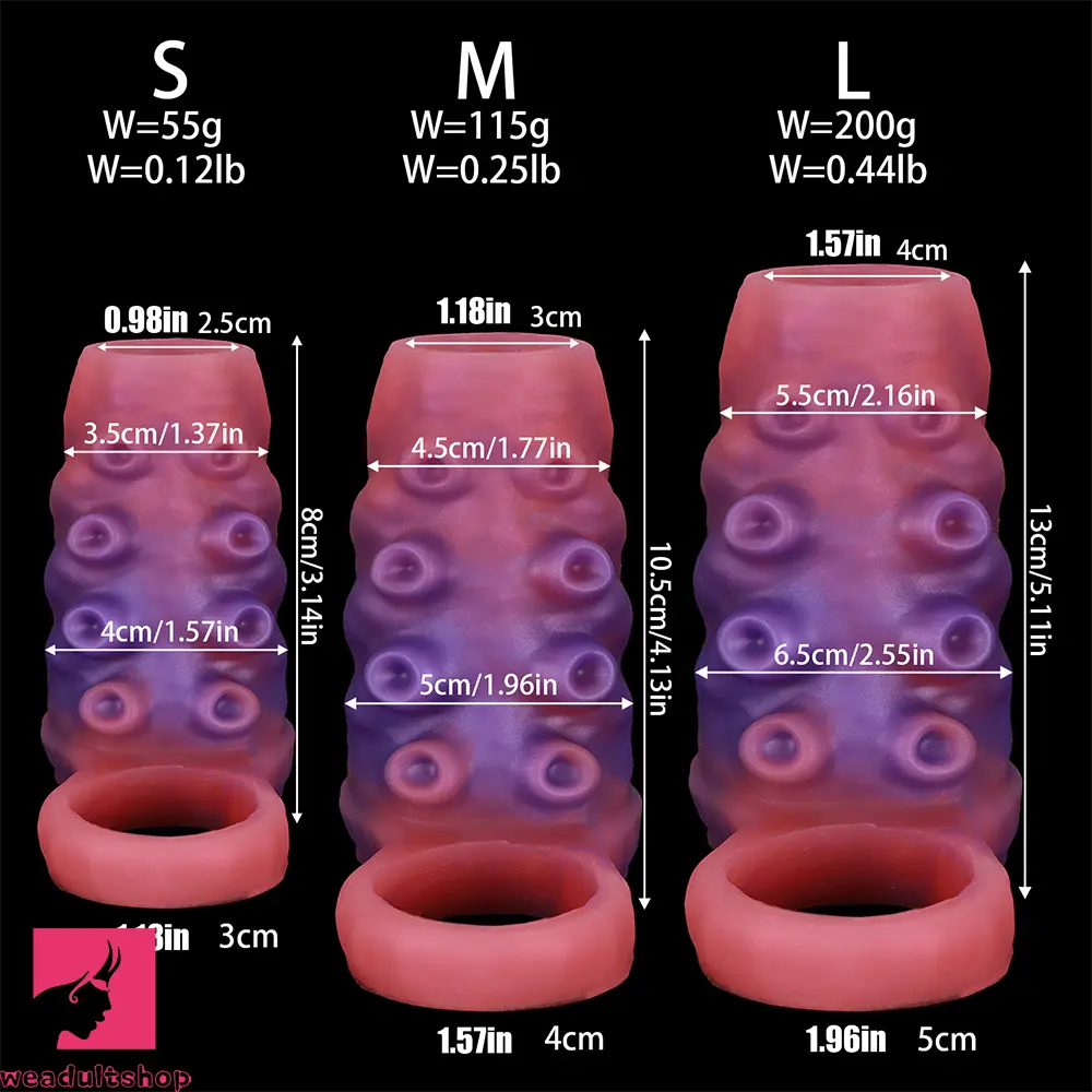 3.14in 4.13in 5.11in Tentacle Small Dildo Sleeve Adult Male Pornographic Tool