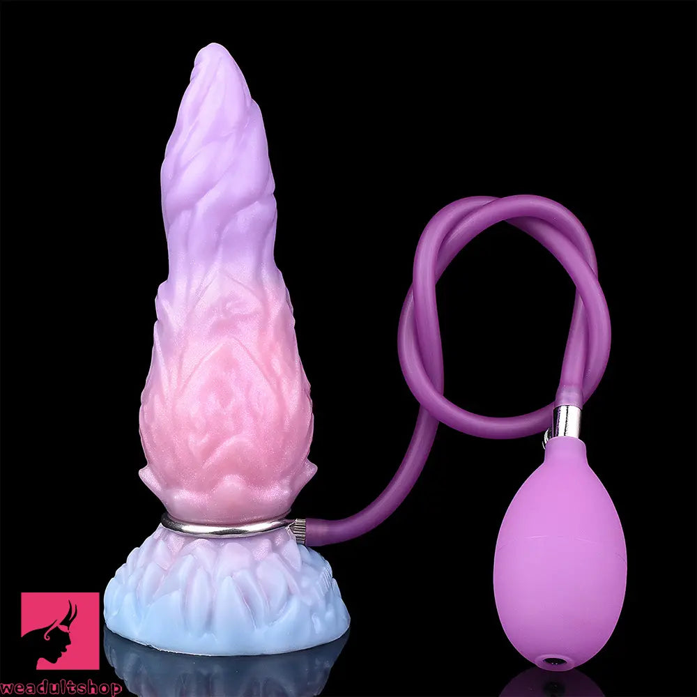 8.14in Squeeze Inflatable Alien Penis Big Fantasy Silicone Dildo For Clit