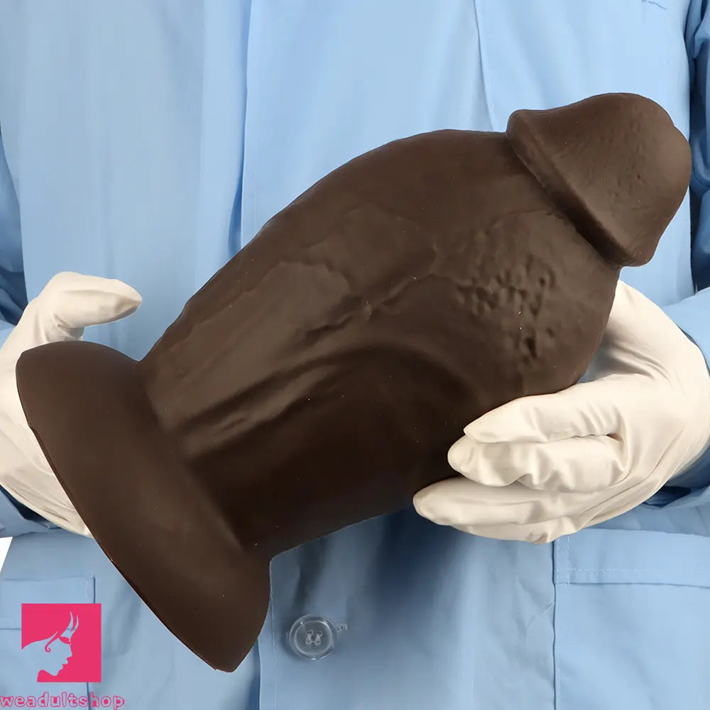 5.9in 8.66in 10.03in Coffee Eggless Large Anal Plug Penis Silicone Anal Dildo