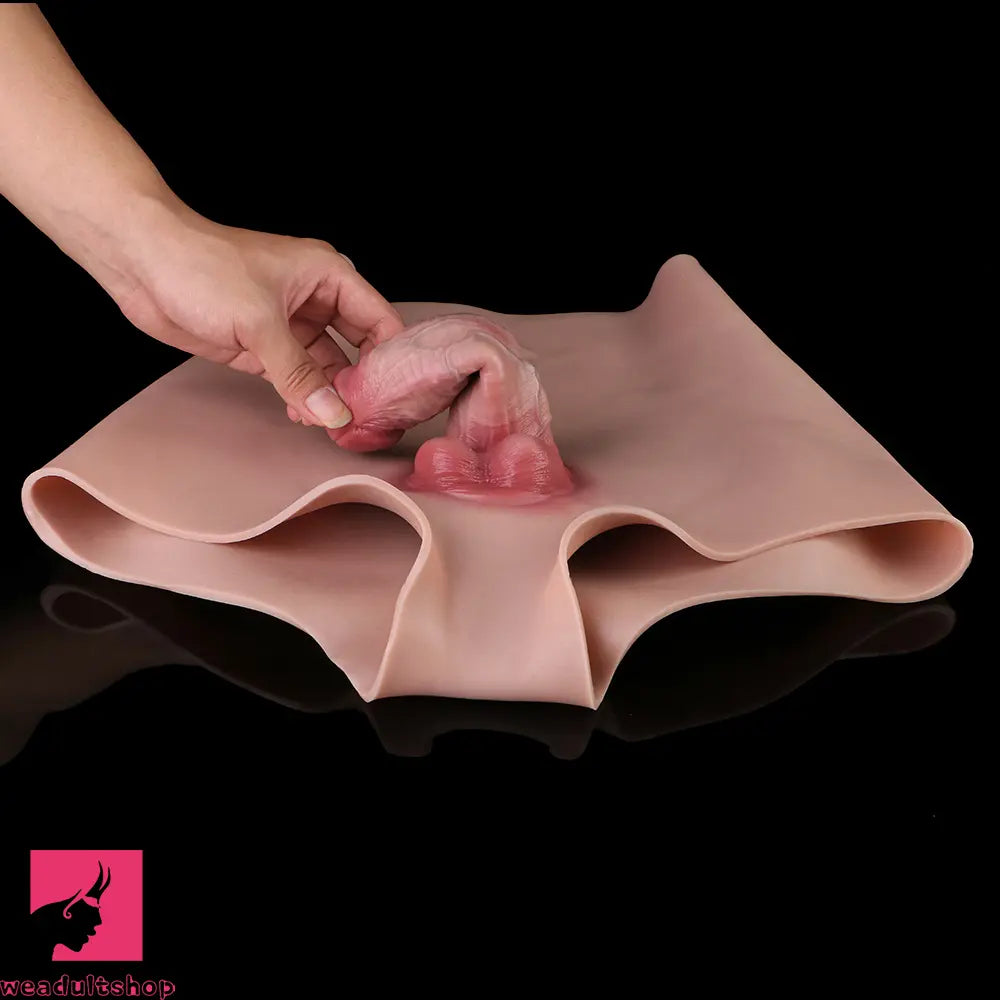 6.37in Wearable Silicone Cock Dildo Pants Real Skin with Hollow Penis Sleeve