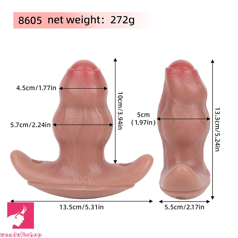 5.24in Male Penis 10 Frequency Vibration Role Play Dildo Cock Tail Butt Plug