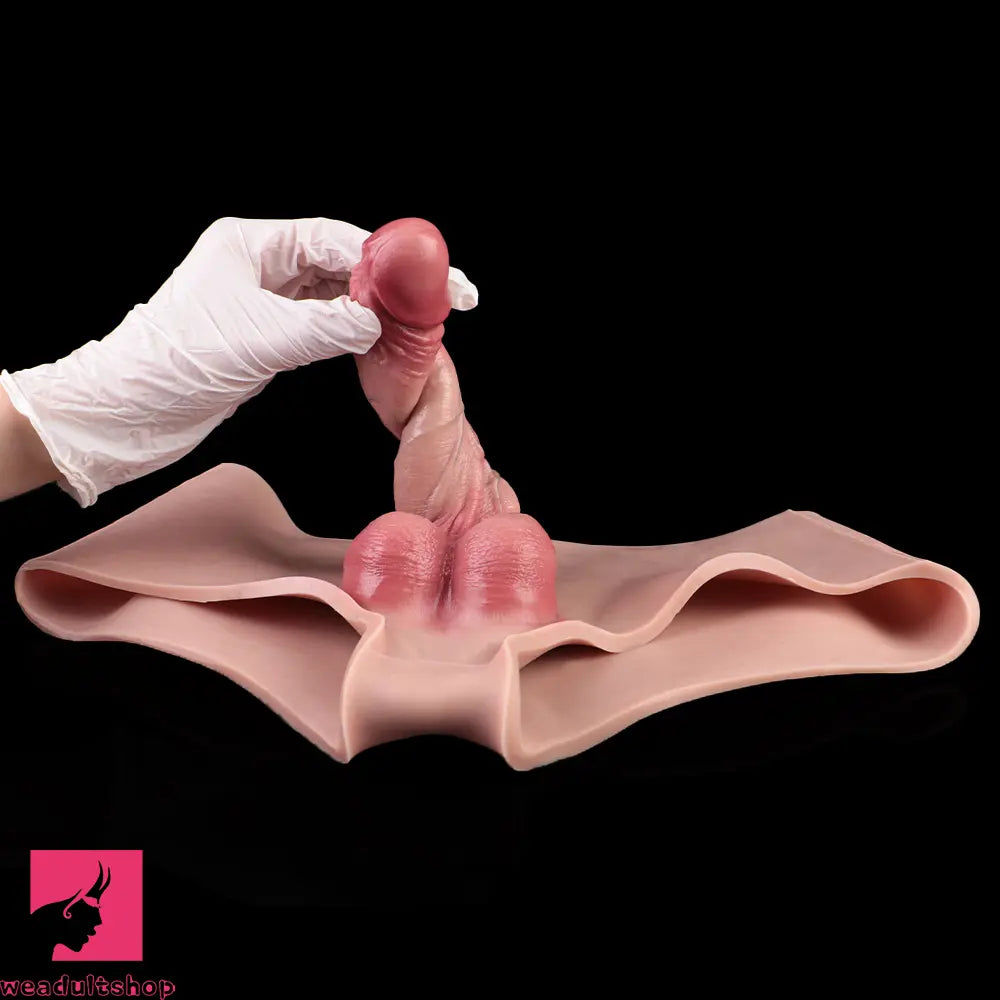 6.77in Hollow Penis Dildo Sleeve Silicone Soft Pants For Women Fucking