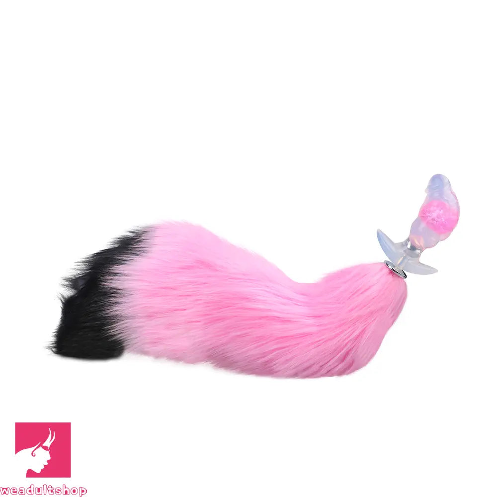 4.1in Fox Tail Wear Anchor Silicone Dildo Butt Plug For BDSM Role Sex Toy