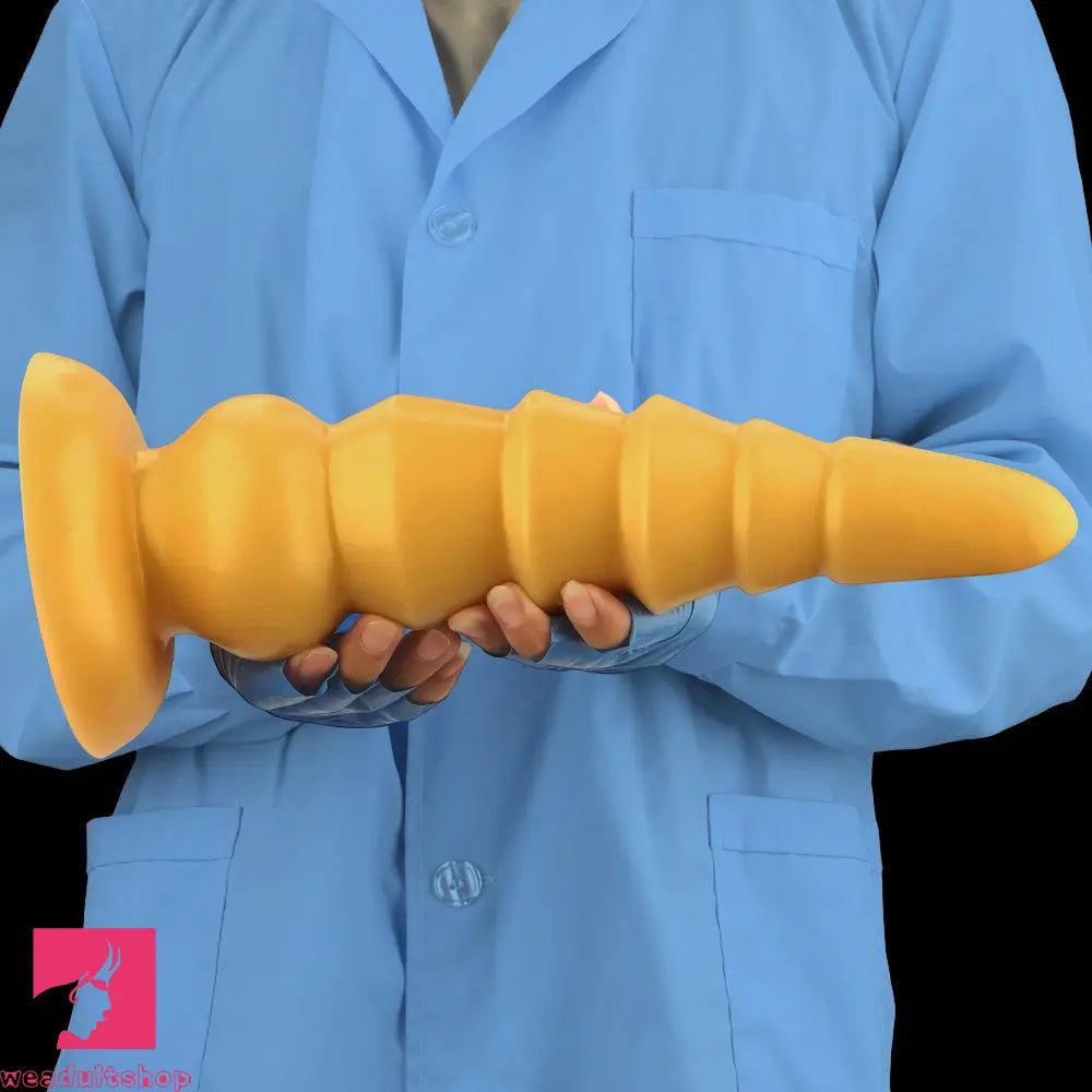 7.87in 11.41in 14.17in Golden Silicone Soft Anal Plug Dildo For Women Toy