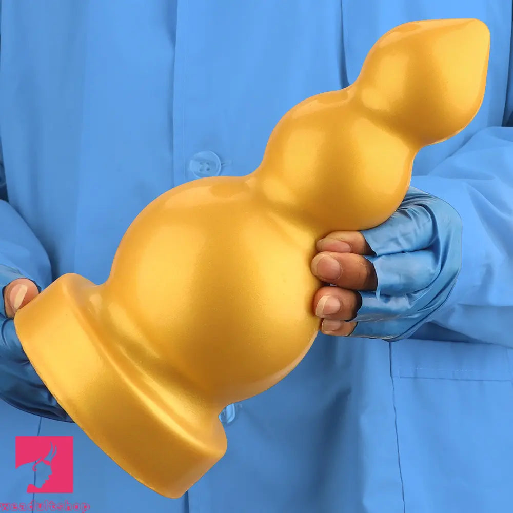 4.13in 5.91in 8.27in 10.63in Golden Soft Gourd-shaped 3-beads Dildo