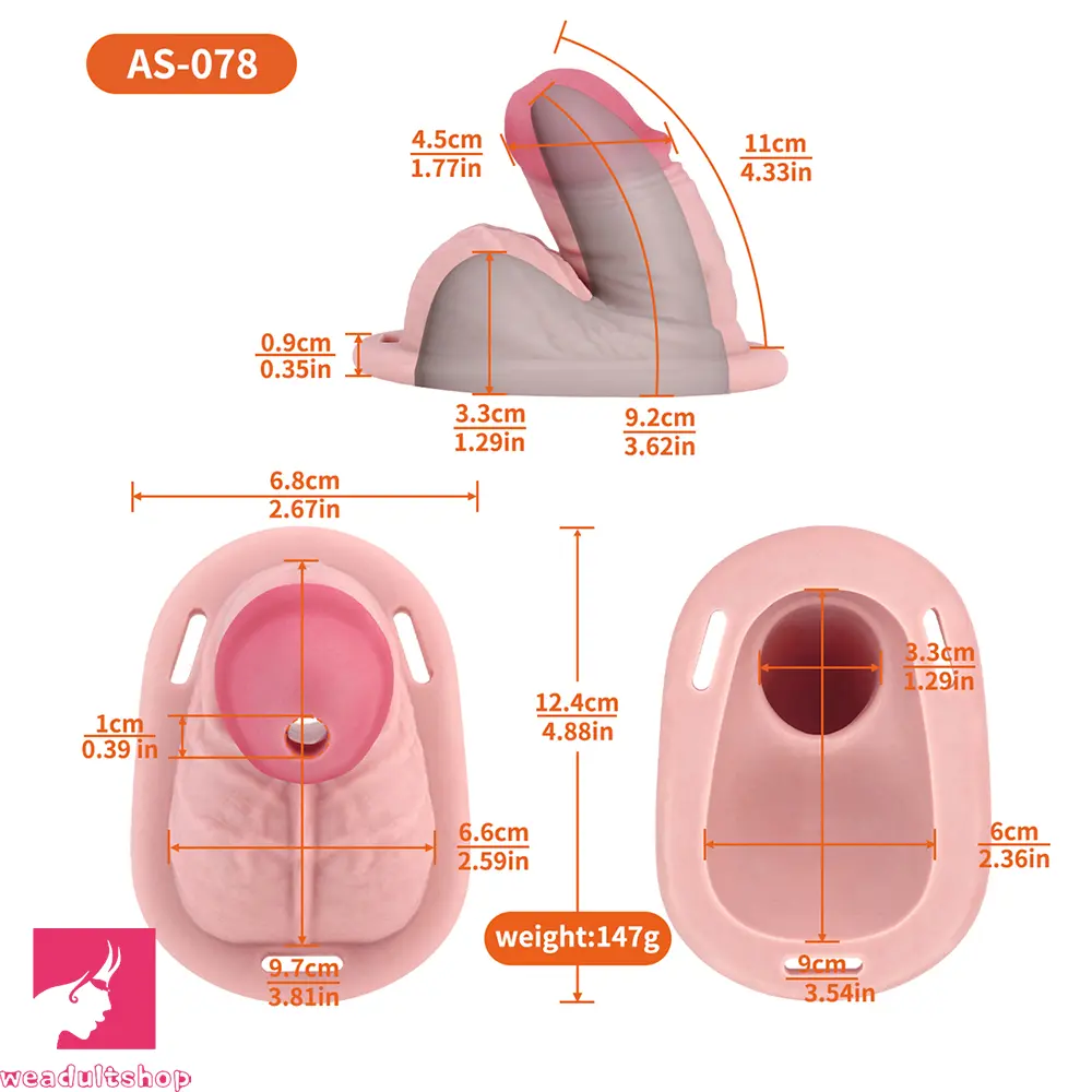 4.33in Real Hollow Chastity Cage Dildo Female Couples Anal Insertor