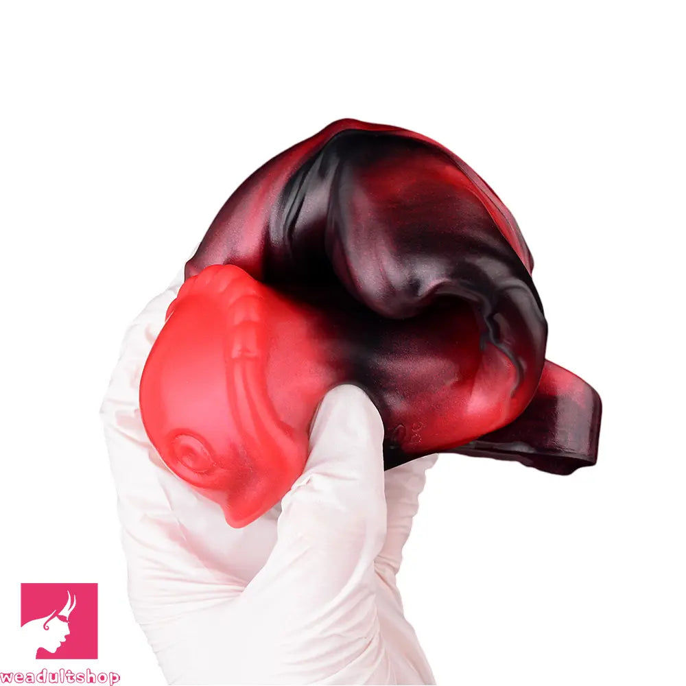 5.58in 7.17in Silicone Horse Penis Sleeve Cock Ring Hollow Vibrating Dildo