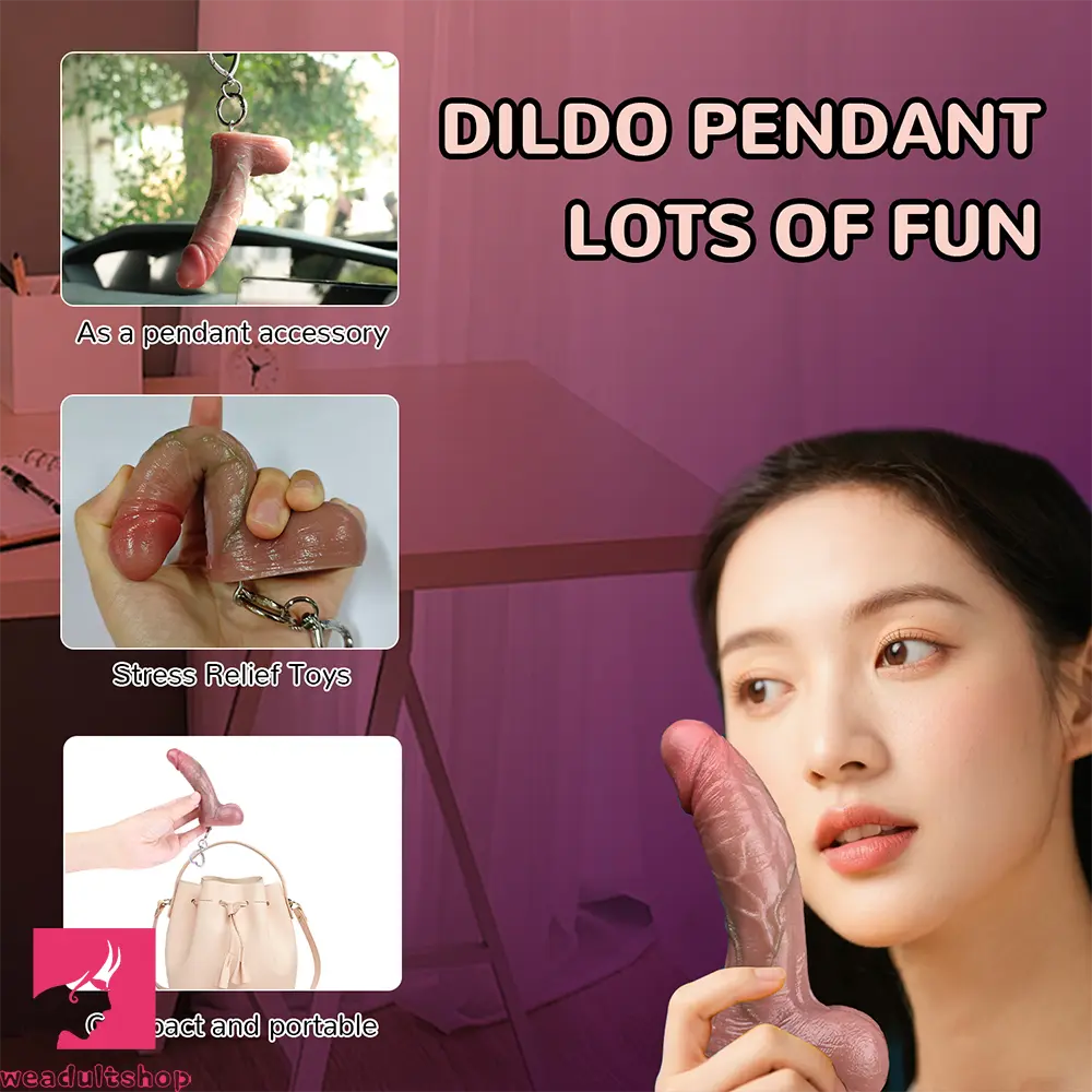 4.45in Lifelike Silicone Soft Small Key Chain Dildo For Women Men Sex