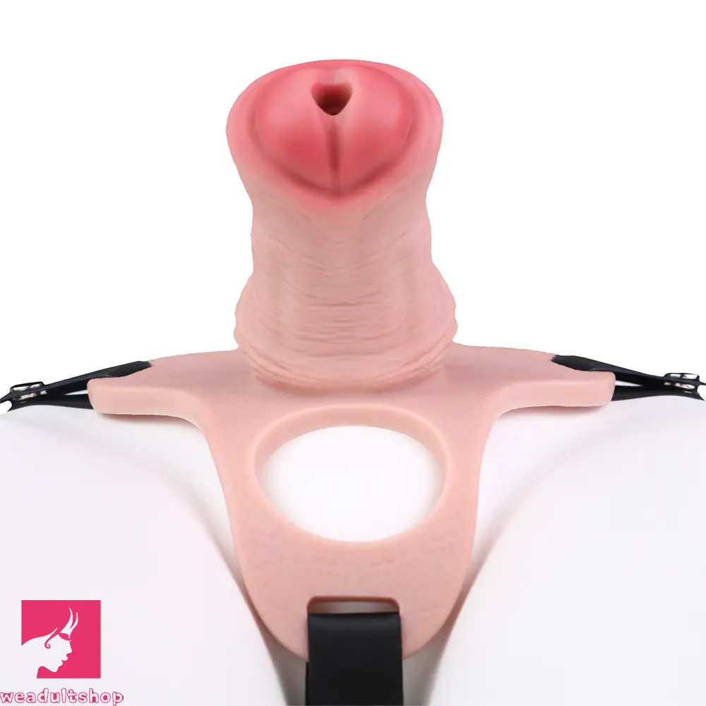 5.31in Silicone Horse Animal Penis Cage Strap on Chastity Dildo With Lock