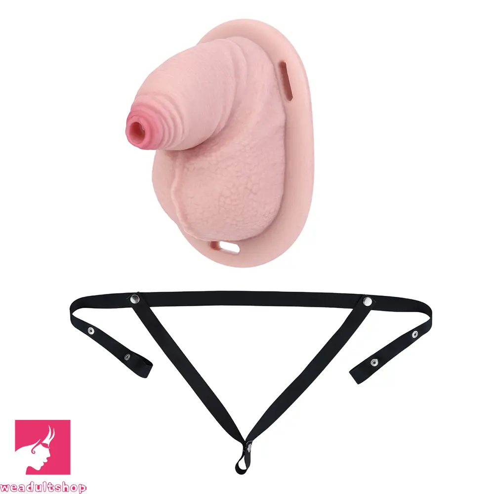 3.38in Real Hollow Chastity Cage Dildo Male Cock Female Masturbator