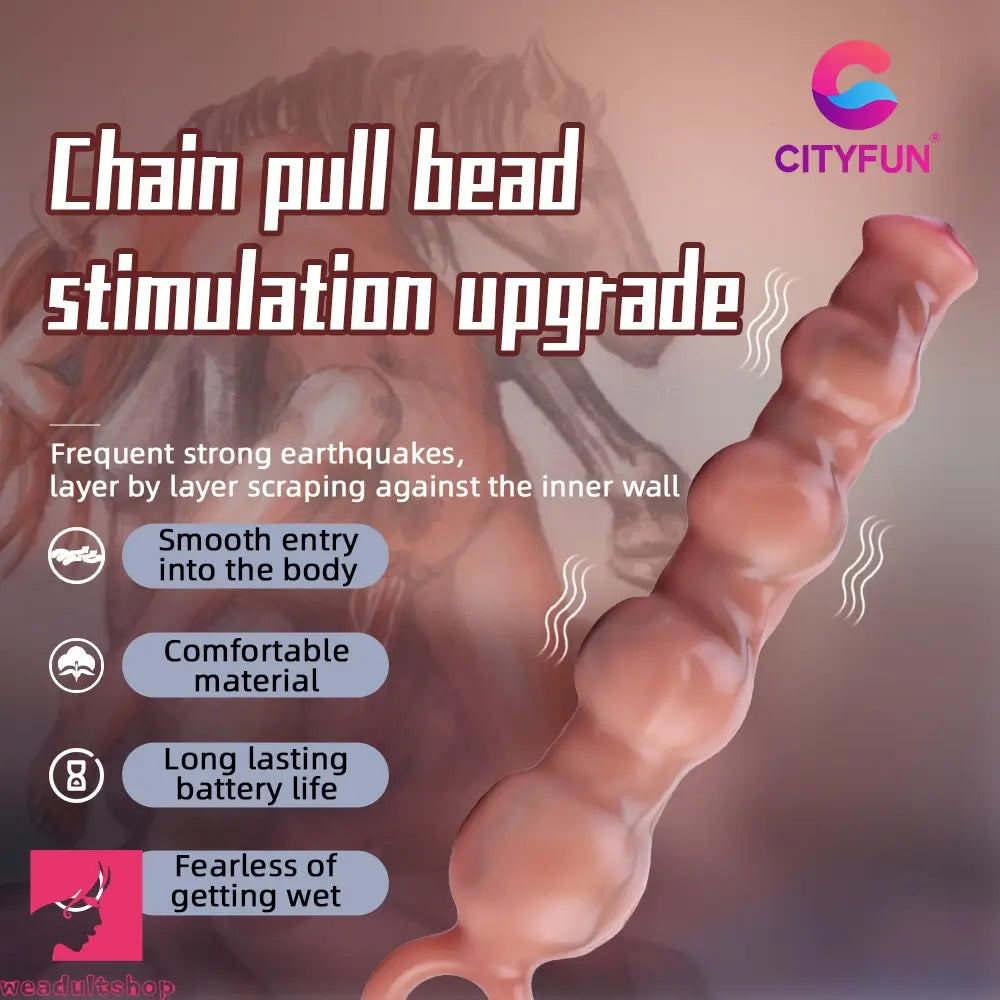 10.5in Big Vibrating Silicone Pulling Beads G Spot Horse Dildo With 3 Motors