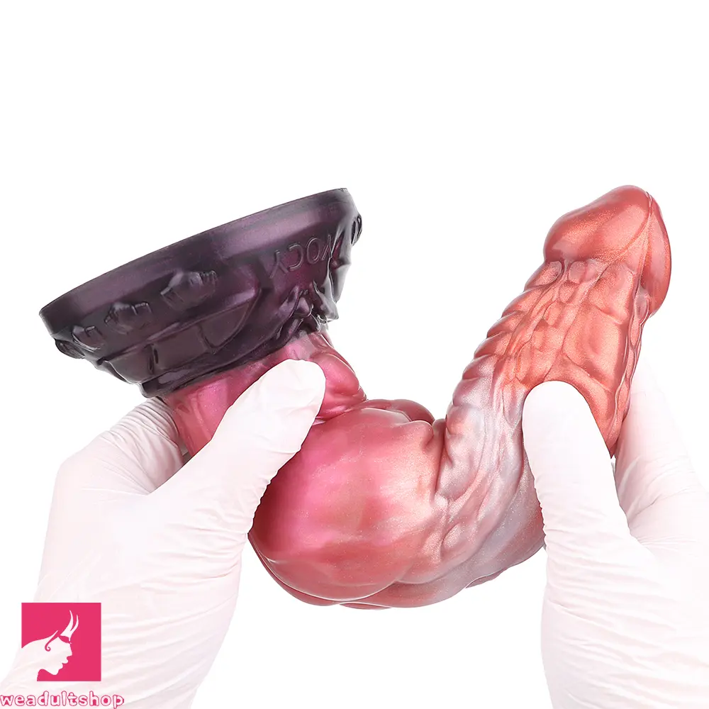 9.76in Knotted Monster Animal Double Layer Silicone Dildo Female Toy