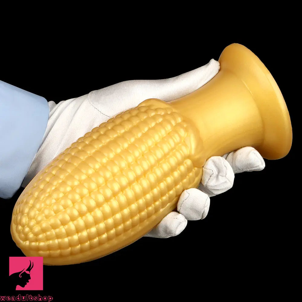 5.9in 6.7in 8.07in Liquid Silicone Thread Granules Soft Corn Gold Cock Dildo
