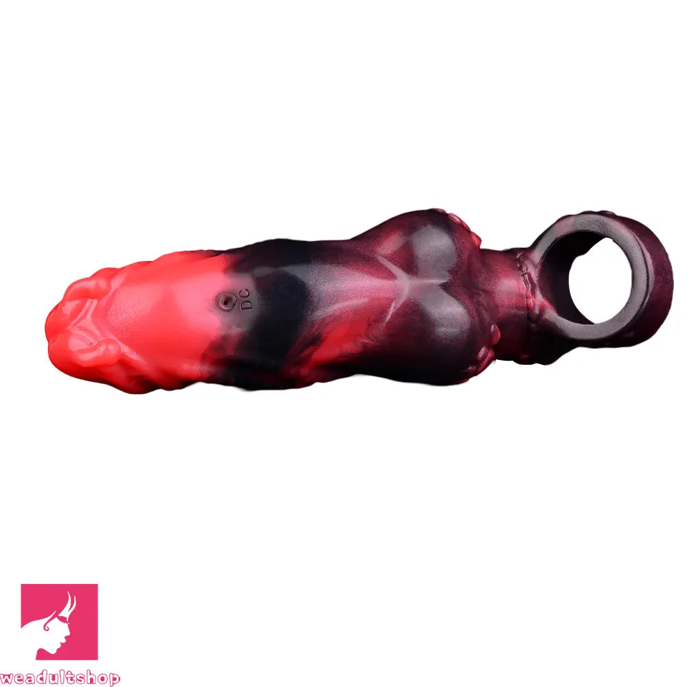 5.98in Silicone Dog Cock Hollow Sleeve Knot Dildo With Cock Ring For Clit