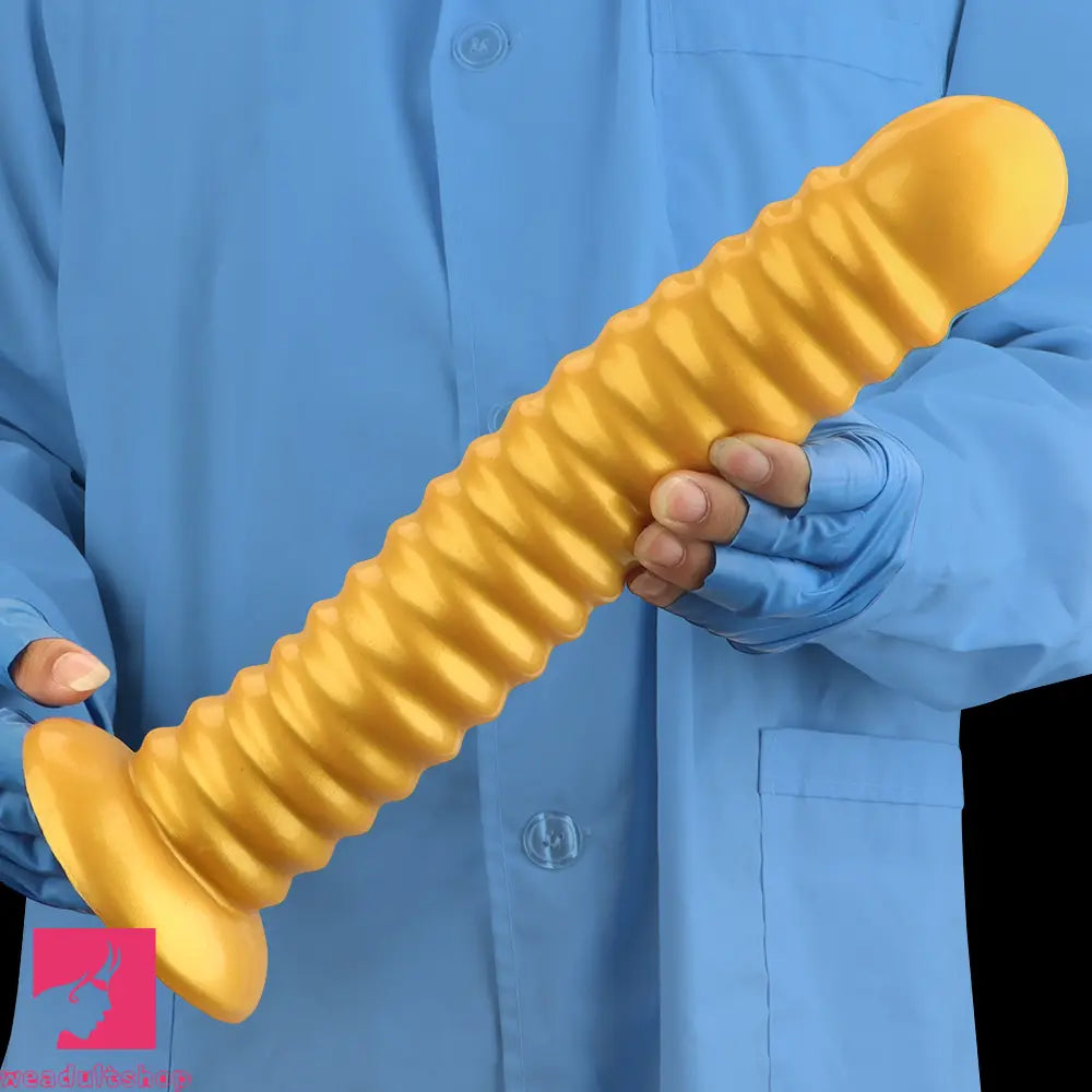 9.64in 11.81in 13.18in Golden Silicone Thread Soft Big Dildo Masturbator